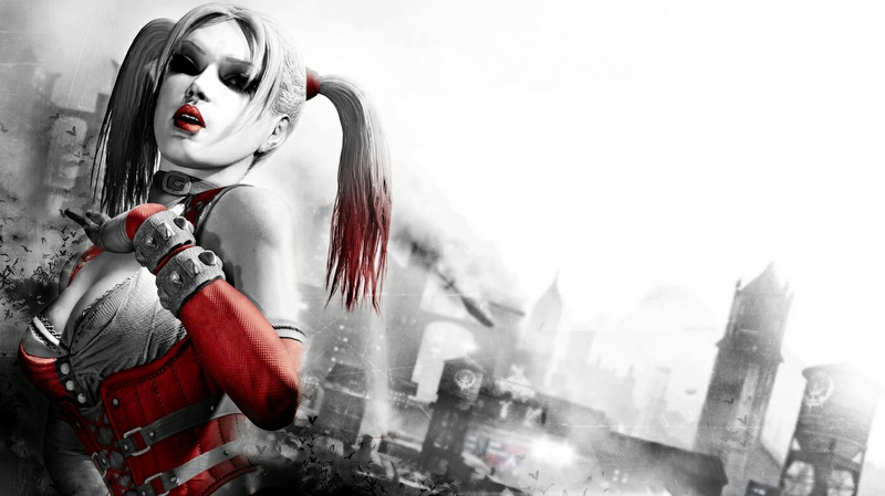 harley quinn selective coloring batman arkham city 1366x768 wallpaper harley quinn selective coloring batman arkham city 1366x768 wallpaper